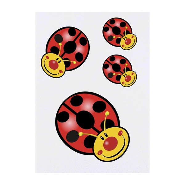 4 x 'Happy Ladybird' Temporary Tattoos - Water Resistant, Skin-Safe,
