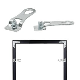 PHS Metal Picture Hanger D-Ring for Frame Channels - 12 Pack - Aluminum Alloy Picture Frame Parts with Screws - Fits Open-Type #11 Profile Metal Frames - Euro Hook Hardware