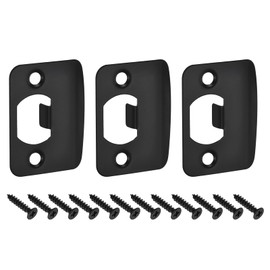 sourcing map 3Pcs Door Strike Plate, 57mm x 45mm Stainless Steel Latch Deadbolt Replacement Lock Strike Plate for Door Frame Door Jamb Reinforcement, Black
