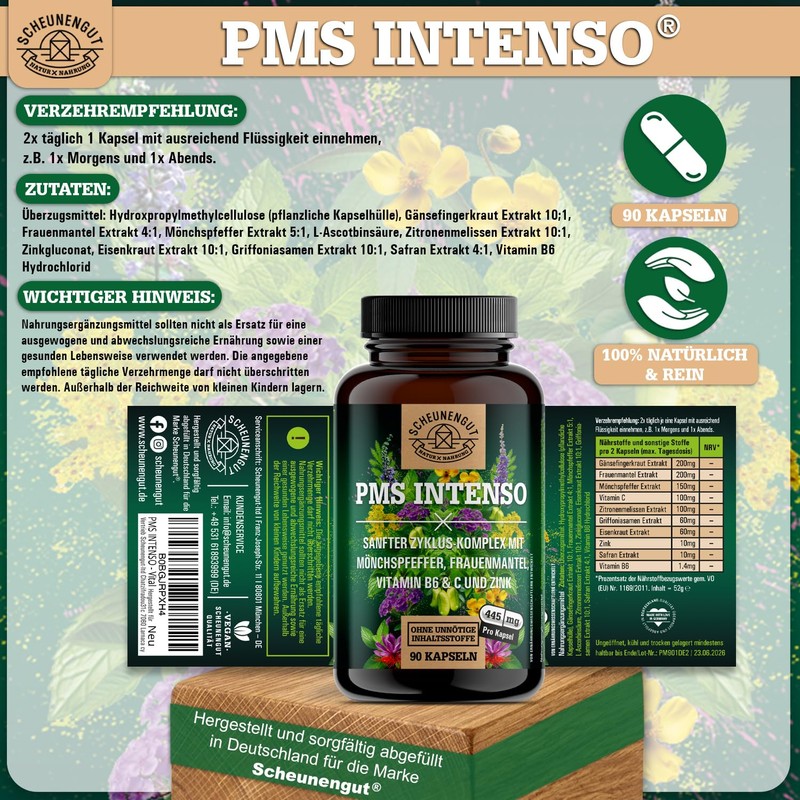 PMS Intenso® PMS Capsules – Important: Laboratory Tested Vital Complex