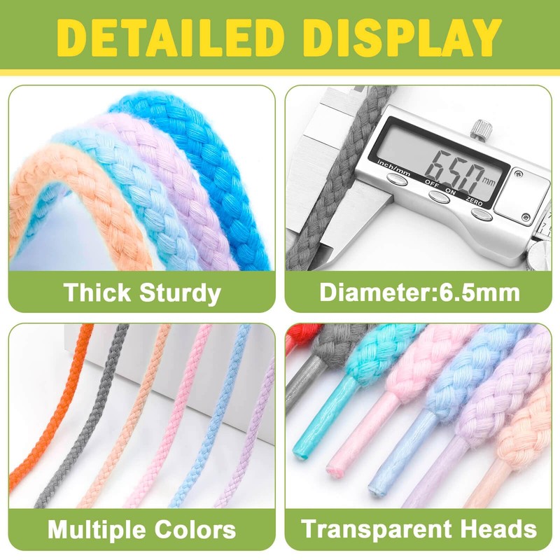 YJRVFINE Thick Round Rope Shoelaces: 47 inch Treasure Blue Chunky