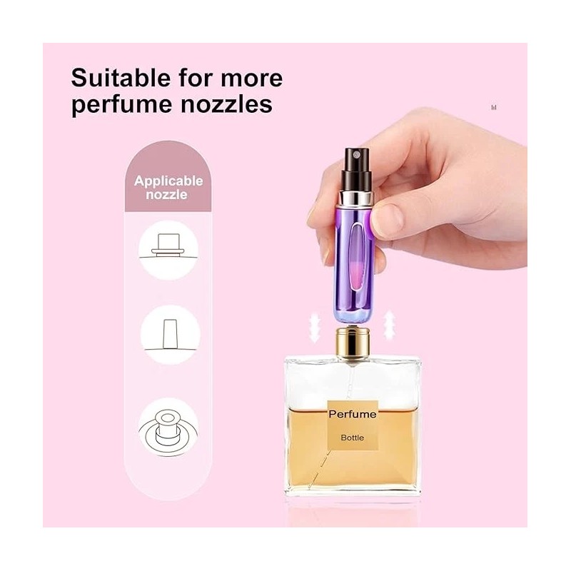 5 Pack Mini Refillable Perfume Atomizer Empty Spray Bottle,5ml/0.2oz