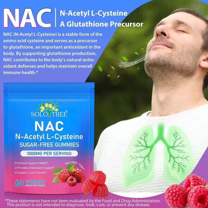 NAC Supplement N-Acetyl Cysteine, Nac Gummies 60pcs, Support Immnue, Liver