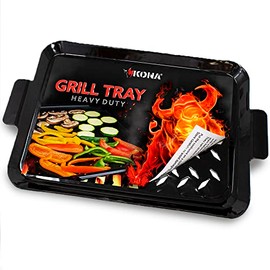 Kona Heavy Duty Non-Stick Grill Pan Tray | Non-Stick, Rust Resistant Grilling Pan with Handles | Easy to Use BBQ Grill Accessories Made from Durable Steel