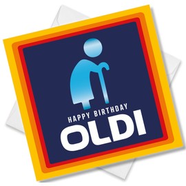 Punkcards - Funny Birthday Cards for Women - “Happy Birthday Oldi” - Witty Card Humour - Old Age Birthday Card for Women - for Grandma Nan Mum Sister Auntie - Blank Inside