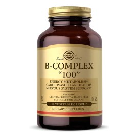 Sugar B Complex 100 Solgar 100 cap Ayuda a convertir los alimentos en energía; Solgar B-Complex 100 proporciona las vitaminas del complejo B que tu cuerpo necesita para el metabolismo de carbohidratos