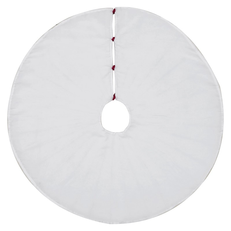 VHC Brands Quilted White Velvet Tree Skirt with Red Bow