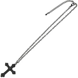 Zac's Alter Ego Black Diamante Stone Cross Chain Necklace