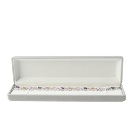 JOYMENTHERE Velvet Jewelry Gift Box Display Case for, Necklace, Bracelet, Box for Proposal, Wedding, Engagement, Christmas, Mother's Day, Valentine's Day (Grey, Long Chain Box)