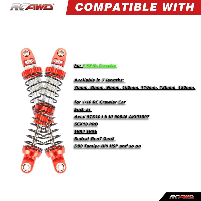 RCAWD 7075 80mm RC Shocks Universal for 1/10 RC Crawler