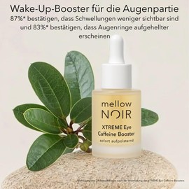 mellow NOIR Xtreme Eye Caffeine Booster 15 ml - Instant Padding - Eye Serum with Caffeine for Tired Swollen Eyes - Against Dark Circles and Bags - Vegan - Certified Natural Cosmetics