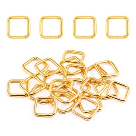 Swpeet 60Pcs 5/8 Inch - 15mm Gold Metal Rectangle Ring, Webbing Belts Buckle Metal Rings for for Belt Bags DIY Accessories Keychains Belts and Dog Leash (Gold, 5/8 Inch)