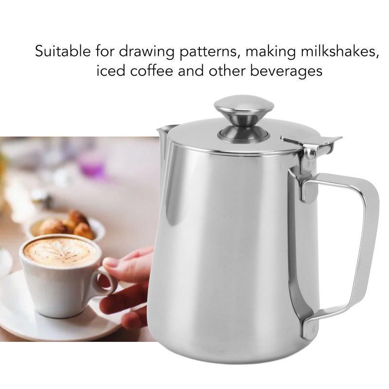 Milk Frothing Cup Thickened Stainless Steel Comfortable Handle Coffee Steaming