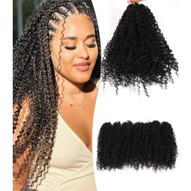18 Inch 7 Packs Yanky Twist Crochet Hair for Women Pre-looped Mini Twist Hair Bohemian Passion Twist Crochet Hair Boho Crochet Braids (1B, 18 Inch (Pack of 7))