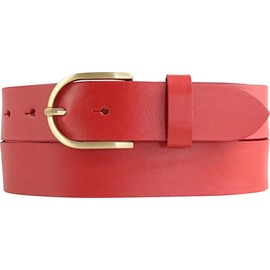 BELTINGER Women's belt made of full cowhide leather, 3.5 cm, jeans belt for women, 35 mm, chino belt with round, golden belt buckle, Red, Gold