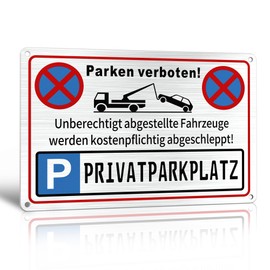 TAKULA Parken Verboten Sign - Parken Verboten Privatgrundstück (30 x 20 cm Aluminium), Parking Prohibited Sign Private Parking Sign Private Parking