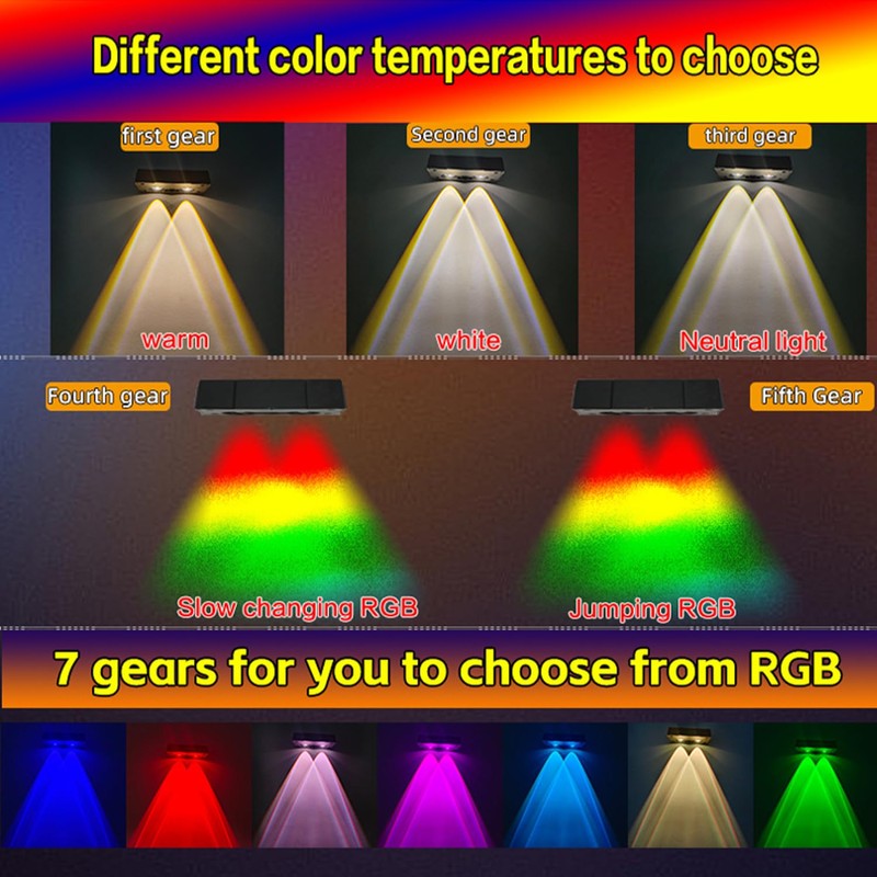 Gtliba Solar Fence Lights Outdoor 10 Colors, Warm White &