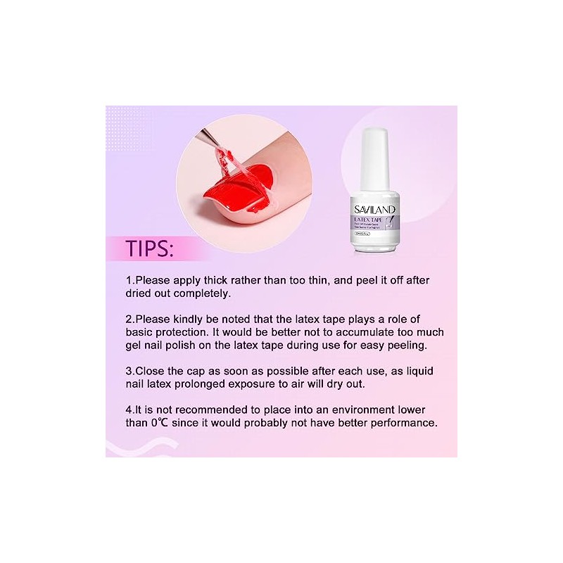 Saviland Látex líquido para uñas, 15 ml, barrera de esmalte