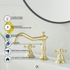 GGStudy Brushed Gold Bathroom Faucet 2 Handles 3 Holes Widespread