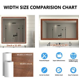 DESOMINOR 32.8Ft Black Border Peel &Stick Wood Grain Wallpaper Border Removable Waterproof Bathroom Mirror Frame Sticker (Red, 3.94Inch x 32.8Ft)