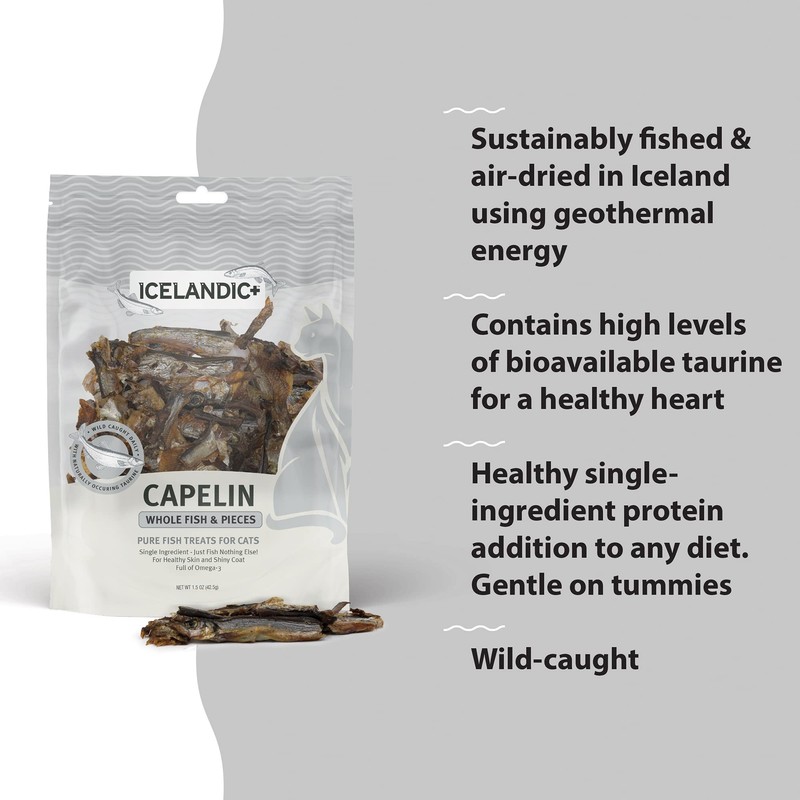 Icelandic+ Plus Capelin Whole Fish & Pieces Cat Treat 1.5-oz