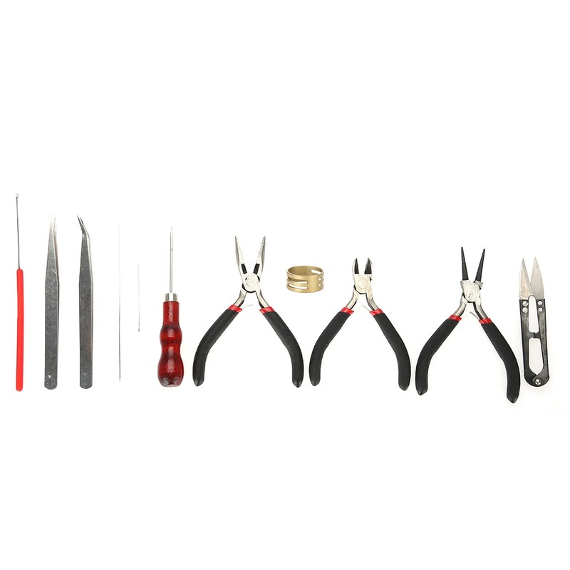 11 Pcs DIY Jewelry Tool Set Pliers Tweezers Ring Crochet