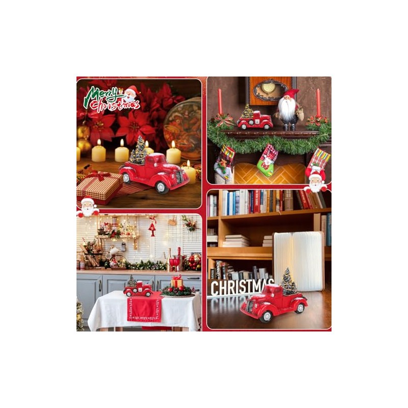 ASVEL 17 cm Camión Casa de Campo Rojo, Decoracion Navidad