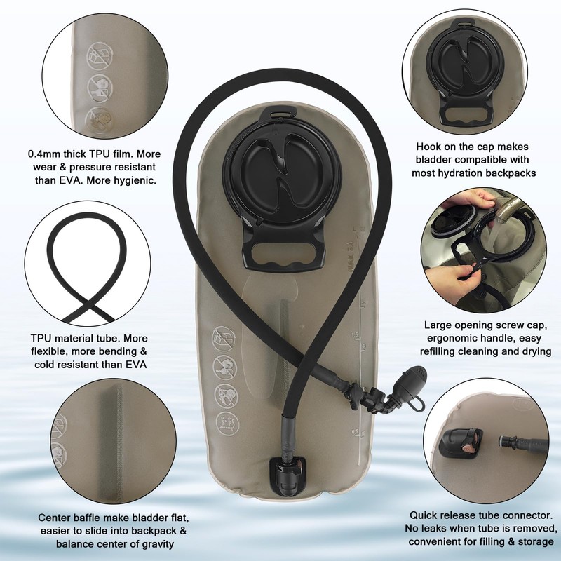 PETAC GEAR 1.5L / 3LTactical Hydration Pack，Molle Carrier Pouch for