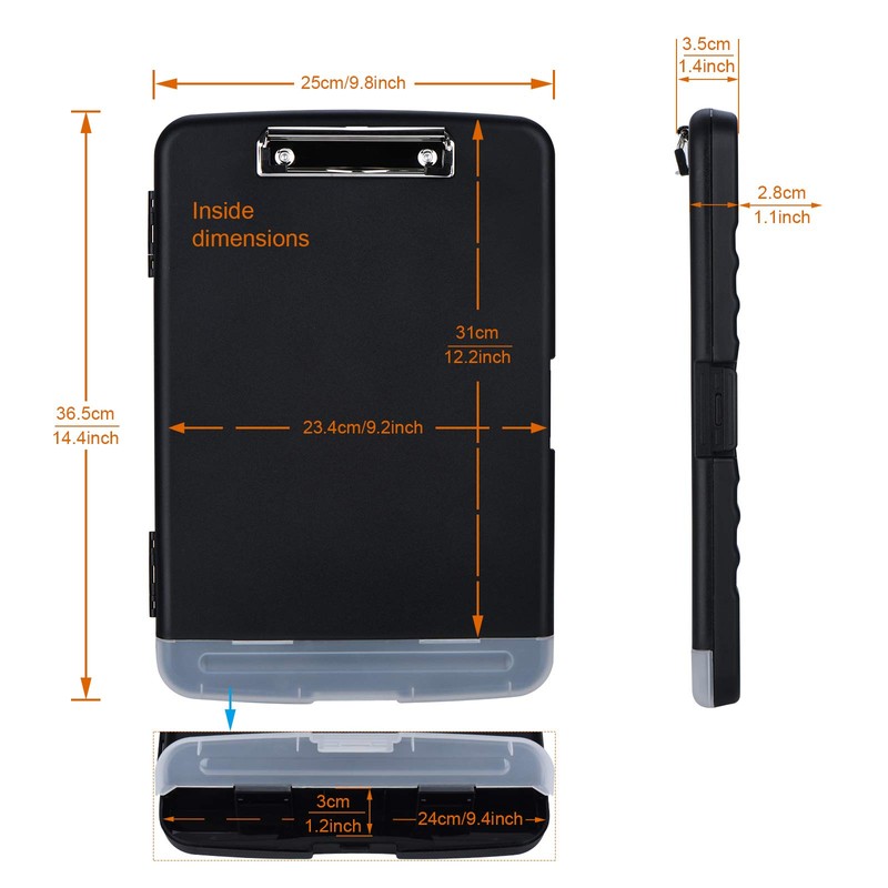 ZCZN Plastic Clipboard with Storage, A4 Clipboard Folder with Separate