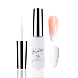 White Nail Polish, Painted Gel Nail Polish 8ML Gel Liner Nail Art Gel Polish Soak Off French Tip Manicure Gel for Painting & Liner Drawing UV/LED Gel Polish Pen For Beginner/Nail Artist