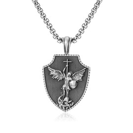 Saint Michael Archangel Necklace, Religious Amulet Protect Us Medal Pendant Necklace Catholic Jewelry Gifts for Women Men