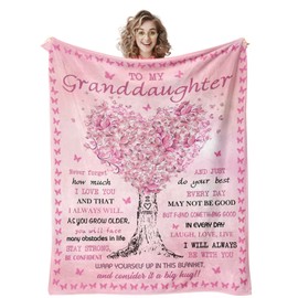 Quilazy Granddaughter Gifts from Grandma, Granddaughter Gifts Blanket, Gifts for Granddaughter, Christmas/Mothers Day/Graduation/Birthday Gifts for Granddaughter, to My Granddaughter Throw Blanket 60" X 50"