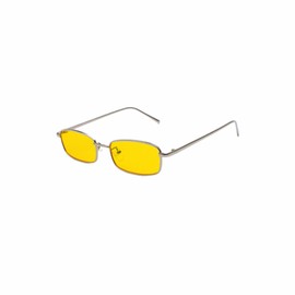WDZAYXC Classic Rectangular Sunglasses Retro Slim Metal Frame Glasses Vintage Rectangle Candy Color Sunglasses(yellow)