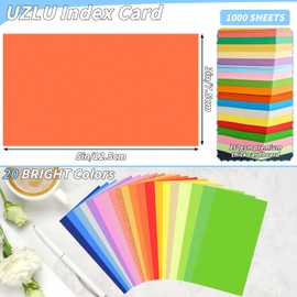 UZLU 1000 Pcs Colored Index Cards 3 x 5 Inch Flash Cards 180GSM Heavyweight Blank Notecards Pad 20 Assorted Colors Index Note Books Portable Note Taking for Studying School College Office Memo