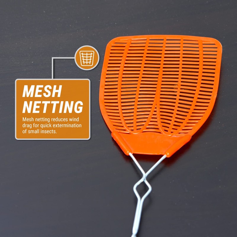 BUGKWIKZAP (3 Pack, Orange) Heavy Duty Metal Braided Fly Swatters,