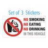 3 x No Smoking Eating Drinking In This Vehicle Sticker