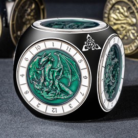 Roycevon 7 in 1 Spinner DND Dice Set, Metal D and D Dragon Dice with Gift Box, Role Playing Dice, Black Green