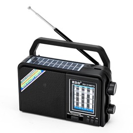 Tragbares FM AM SW Radio mit Bluetooth, Solarpanel und Taschenlampe, USB/TF-MP3-Player, wiederaufladbarer Akku, digitales batteriebetriebenes Radio für Zuhause und draußen (Silber)