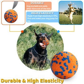 JEROCK Dog Balls, Indestructible Dog Toy Ball for Aggressive Chewers, Durable High Elasticity Interactive Ball for Training Dog Catch and Fetch, Large Medium Small Dog and Puppies(Orange, 2.5in, 2pcs)