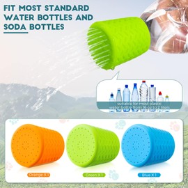 Cozioz 3-Piece Portable Outdoor Dog Shower Kit, Bottle Attachment Water Sprayer Accessory – Compatible with Most 16oz to 2L Plastic Bottles (Sky Blue, Light Green, Orange)