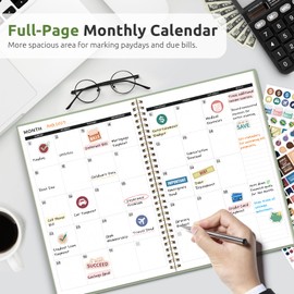 Budget Planner - Monthly Budget Book with Expense Tracker Notebook, Undated Bill Organizer & Finance Planner to Take Control of Your Money, 2025-2026 Account Book to Manage Your Finances-Green