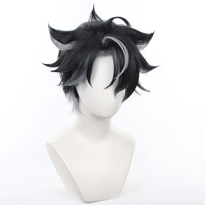 Servelove Character Cosplay Wig For Game Characters Black Grey Mix
