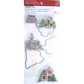 Recollections Christmas Houses & Church Clear Stamp & Die Set Recollections 564207 NEW!