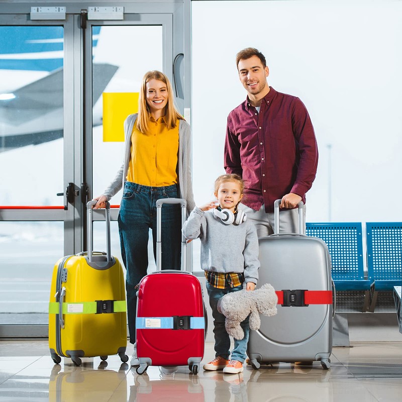 Luggage Strap, 2pcs Suitcase Straps with Password Lock Information Card,