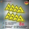 Pack of 8 Warning Stickers 6 x 5 cm Anti-slip