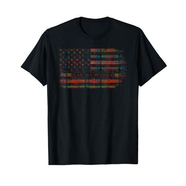Clan MacPherson Scottish tartan US flag kilt Scotland T-Shirt