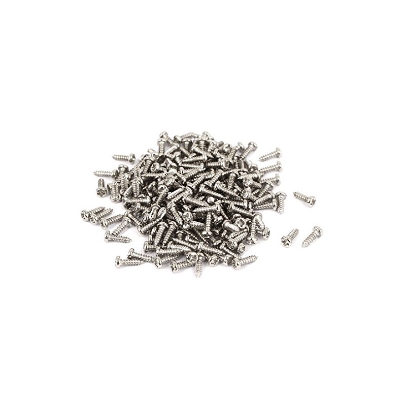 uxcell M1.7x6mm Thread Nickel Plated Round Head Self Tapping Screws