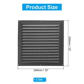 PATIKIL 12"x12" Aluminum Gable Vent, 2Pcs Exterior Wall Outlet Vent Square Soffit Vents HVAC Louver Air Grille with Built-in Screen for House Attic Garage Ceiling, Black