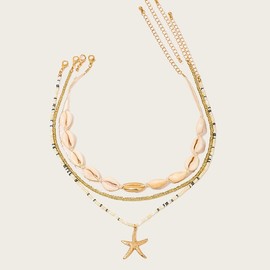 Doubnine Shell Star Beaded Necklace Set for Multilayer Choker Beach Short Nekclace Seafish Mermaid Fashion Jewelry Ocean Jewelry