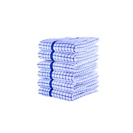 QUALITY HOME TEXTILES 100% Cotton Terry Towelling Tea Towels | Pack of 3 | Kitchen Hand Towels Dish Cloth Super Absorbent Soft Touch | Hanging Loop | Gift Packed Tea Towels (Blue 3)